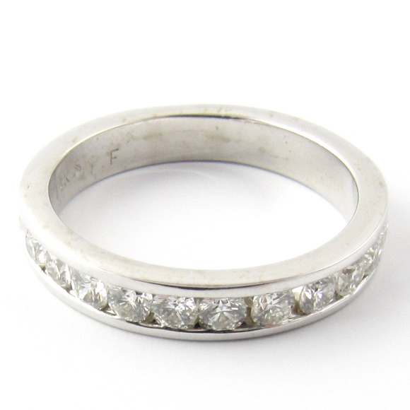 Vintage 14 Karat White Gold Diamond Wedding Band Size 6.5 #5187